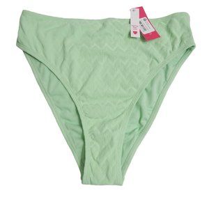 Bikini Bottoms High Leg High Waist Xhilaration Green Chevron Women's Size L